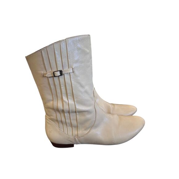 Frye Cowboy Boots Leather Vintage Booties Womens SZ10M Cream/Ivory Mid Leg - Picture 7 of 11